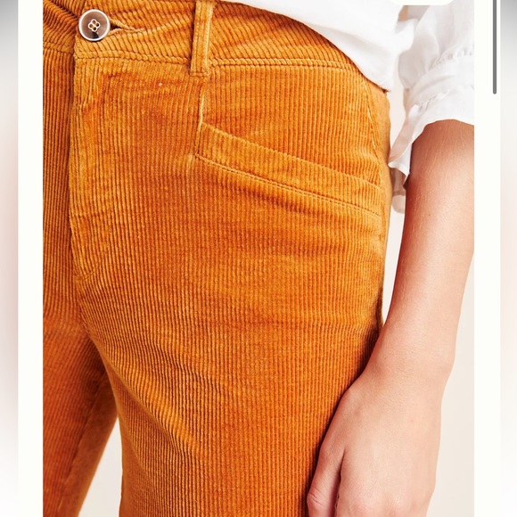 Paige Sutton High-Rise Flare Corduroy Pants in Autumn Rust - Picture 4 of 5